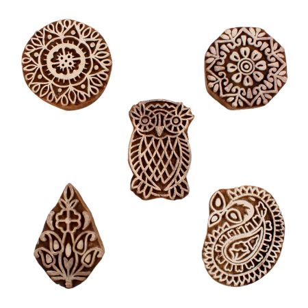 Set of 5 Piece New Mix Wooden Printing Blocks